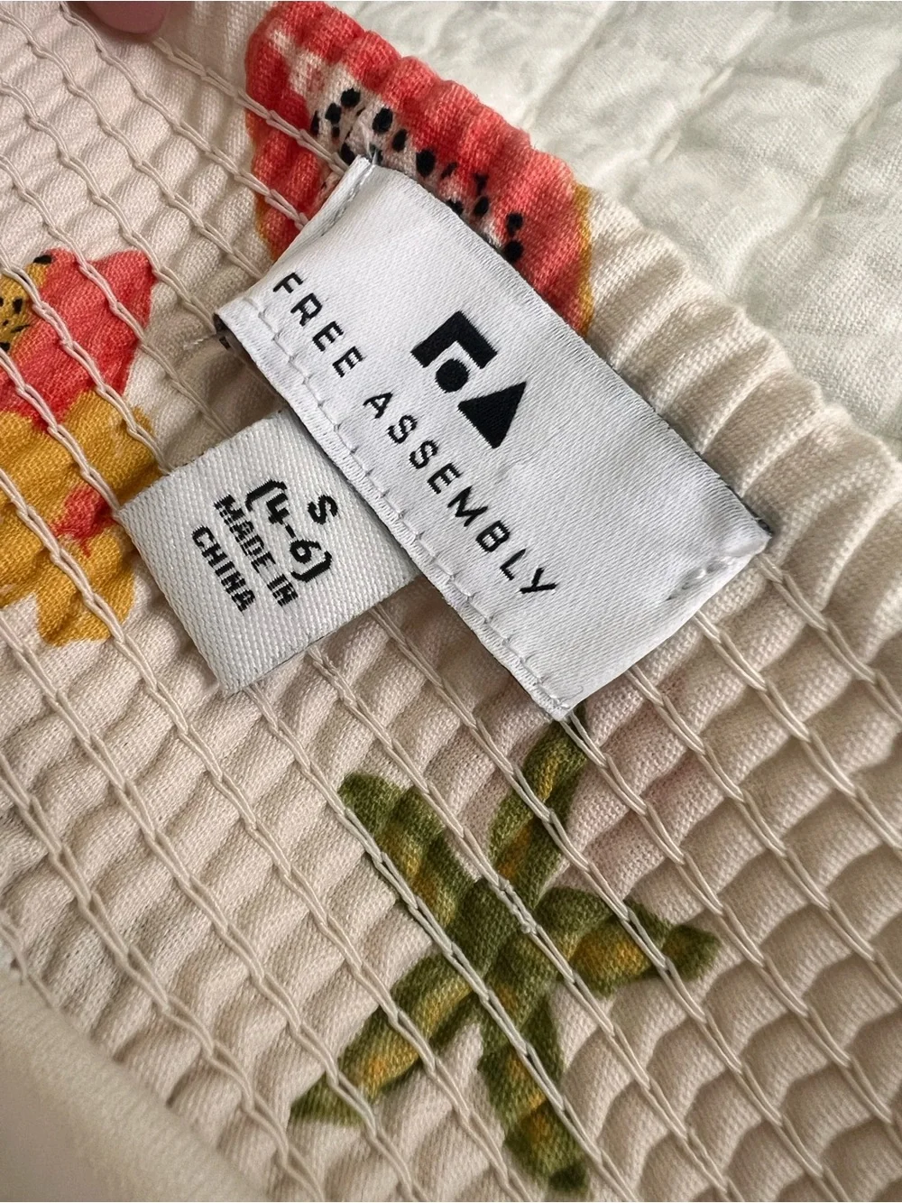 Free Assembly Cream Beach-Print Mini Sundress with Spaghetti Straps